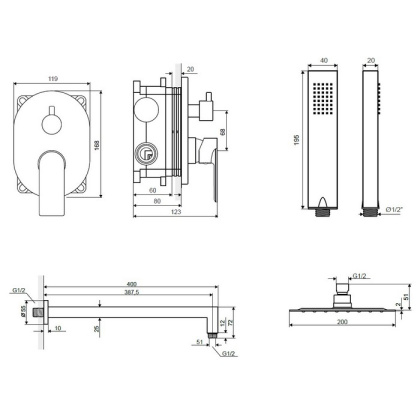 Система для душа скрытого монтажа EXCELLENT Glad ARAC.SET.1145CR (хром) Система для душа скрытого монтажа EXCELLENT Glad ARAC.SET.1145CR (хром)