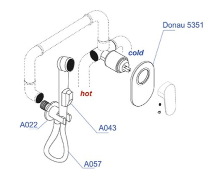 A11057 Встраиваемый комплект для биде со шлангом 120 см Wasserkraft