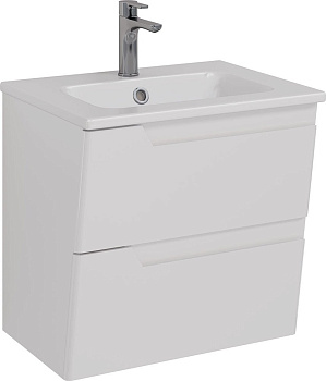 Тумба Lemark MIANO 60см под 1 раковину, подвесная, 2 ящика, цвет корпуса, фасада: Белый глянец