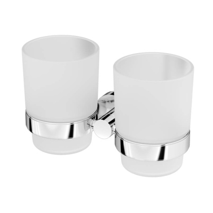 Двойной стеклянный стакан Sense L с настенным держателем, 9,6х16,4х7,5 см, белый, A74343400