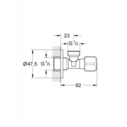 Вентиль запорный угловой, цвет: хром Вентиль запорный угловой, цвет: хром