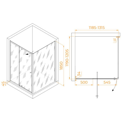 Душевой уголок RGW PA-32 (PA-02 + Z-050-1) 1200x1200