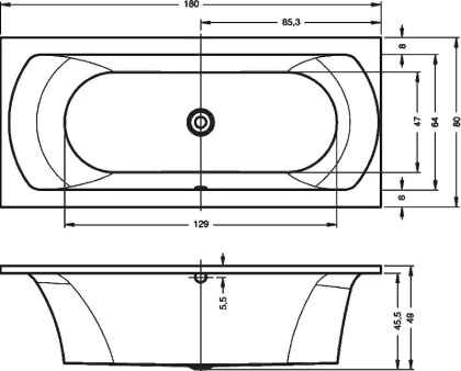 Акриловая ванна RIHO LIMA 180х80 см