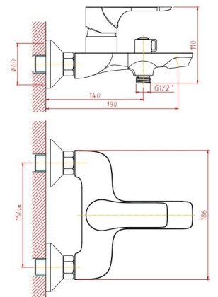 Смеситель для ванны/душа Orange Aristo M19-100b черный