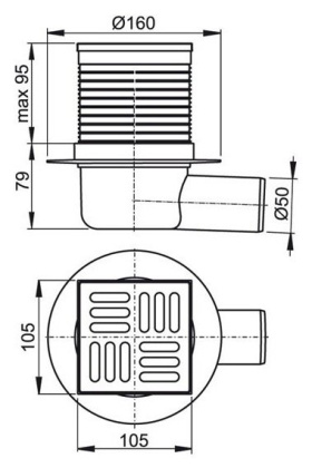 Сливной трап 105×105/50 мм боковой сток, решетка из нержавеющей стали, гидрозатвор мокрый Сливной трап 105×105/50 мм боковой сток, решетка из нержавеющей стали, гидрозатвор мокрый