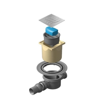 13000015 Точечный трап 100х100 мм Confluo Standard Dry 1,с сухим затвором, металл с перфорацией Tide (Волна), без рамки, Хром 