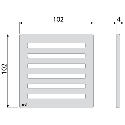 Дизайновая решетка 102×102 мм нержавеющая сталь