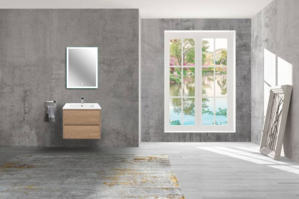 База под раковину Gio 600 подвесная, 2 выкатных ящика soft-close, N.Oak