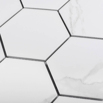Керамическая мозаика, Hexagon big Carrara Matt 95x110, Geometry