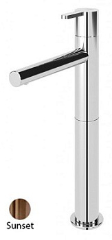 LEAF-LC1-L-PS Смеситель для накладной раковины однорычажный, с донным клапаном, исполнение Sunset PVD