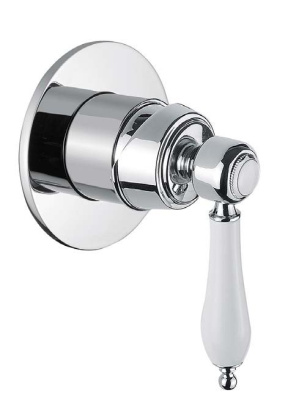 APHRODITE-DIM2-03/24-Bi Встраиваемый однорычажный смеситель для душа, исполнение золото 24 карат, ручки белые