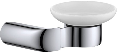 Мыльница керамическая RUSH Flores, 5х13х18 см, хром и белый, FL08411