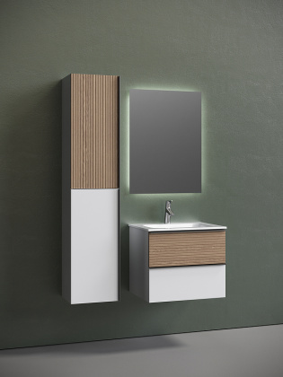 Тумба подвесная SANCOS Delta 590х445х500, c двумя ящиками оснащенными доводчиками,  дуб светлый/белый , арт. DL60W