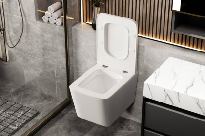 Подвесной унитаз Abber Rechteck AC1201MW белый матовый с микролифтом Подвесной унитаз Abber Rechteck AC1201MW белый матовый с микролифтом