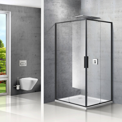 Душевой уголок Slim VSS-2SL8010CLB-L, 1000*800, матовый черный, стекло прозрачное, левый