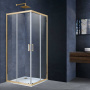 Душевой уголок Alpha VSS-3AL900CLG, 900*900, брашированное золото, стекло прозрачное