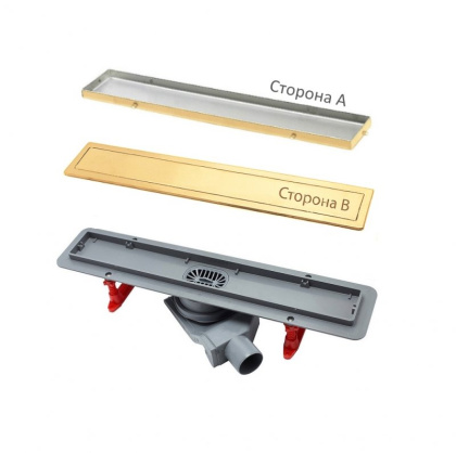 13100055 Линейный трап Confluo Premium Line 850 Gold, двухсторонняя модель Исполнение: Позолота 24К / полая под плитку, рамка - позолота 24К 