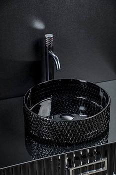 Раковина чаша круглая хрустальная черная 39*12см Раковина чаша круглая хрустальная черная 39*12см