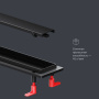 W02SC-U11-090-04BM PrimeFlow Трап для душа линейный универс затвор Tile 90см цвет черн мат