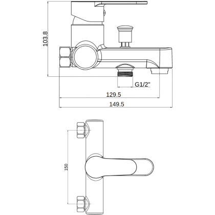 OneLife P07-100b полимерный смеситель для ванны/душа, черный