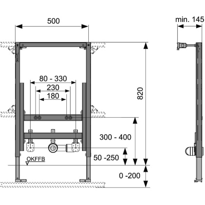 Модуль биде TECEprofil для застенного монтажа, монтажная высота 820 мм (9330005)