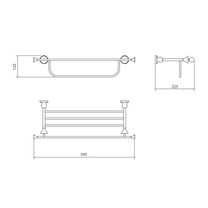 Полка для полотенец RUSH Crete, 12х59х22 см, цвет бронза, CR35543