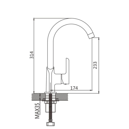 Смеситель для кухни латунь, белый S6053F