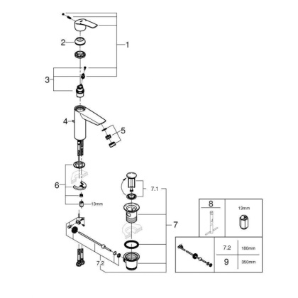 Смеситель для раковины Grohe Eurosmart 2021 M-size, 23322003