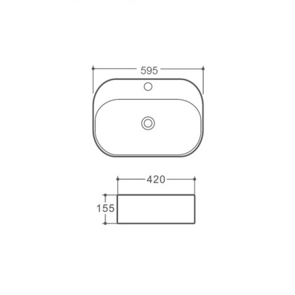 Раковина керамическая Vincea VBS-306, 595*420*155, накладная, цвет белый