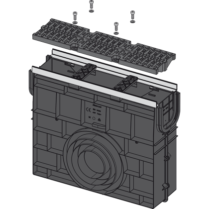 Пескоуловитель для дренажного канала AVZ103 с металлической рамой и решеткой из композитного материала С250