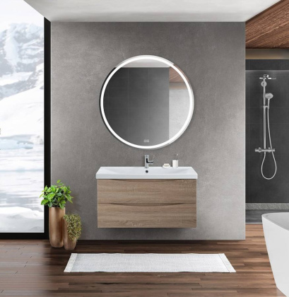 Тумба с раковиной подвесная BelBagno MARINO-CER 100 Rovere Nature Grigio, раковина белая