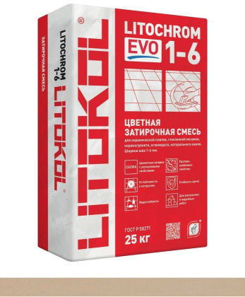 Затирка цементная LITOCHROM 1-6 EVO LE.225 бежевый 25кг