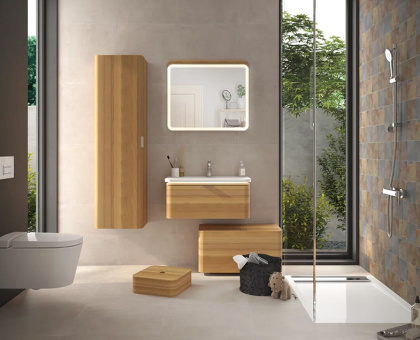 Шкаф Nest с раковиной c 1м ящиком, 80 см, с LED подсветкой, цвет натуральная древесина Шкаф Nest с раковиной c 1м ящиком, 80 см, с LED подсветкой, цвет натуральная древесина