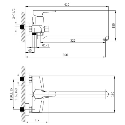Смеситель Rossinka RS44-32 для ванны универсальный