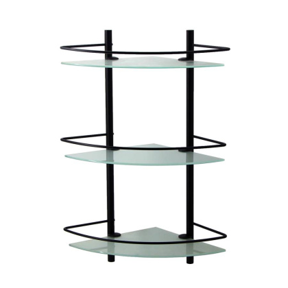 K-3133BLACK Полка стеклянная тройная угловая, 30,5х61х30,5 см, черная, K-3133B