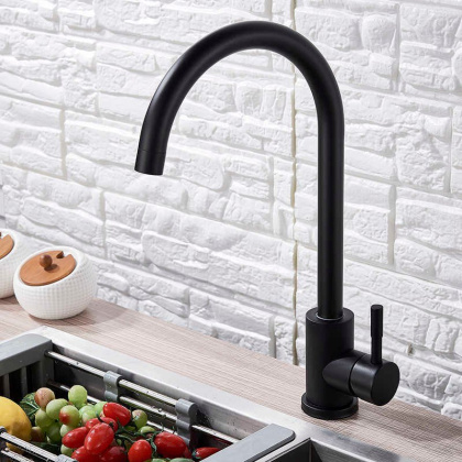 Смеситель черный для кухни нержавеющая сталь BALEAR, арт.13435-1BLB