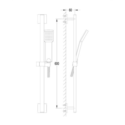Душевой гарнитур на штанге OMNIRES ANGEL-SBL (черный BLH)