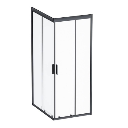 W90G-404-100280-BT Gem душ.ограждение 100х80 прям.,стекло прозрачное, профиль Черный мат.,без поддон