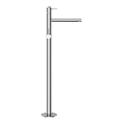 LEAF-VDP-L-PO Напольный смеситель для ванны и душа однорычажный в комплекте с ручным душем и шлангом, исполнение Gold PVD