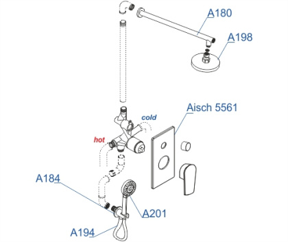 A55201 Встраиваемый комплект для душа с верхней душевой насадкой и лейкой Wasserkraft A55201 Встраиваемый комплект для душа с верхней душевой насадкой и лейкой Wasserkraft