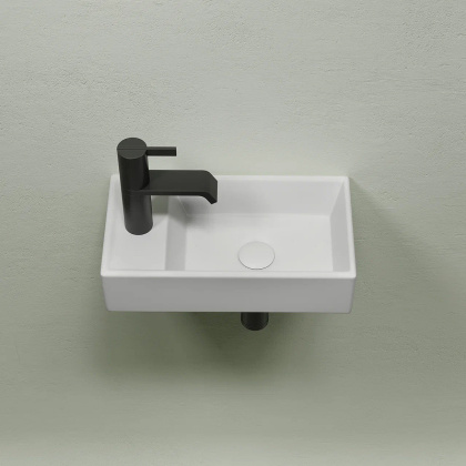 Умывальник подвесной прямоугольный (чаша справа, отверстие под смеситель слева) цвет белый матовый Element 407*217*100