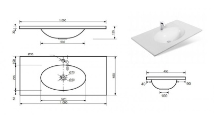 Тумба подвесная под умывальник Vegas 1000х450 2 ящика (ШхГхВ) 998х446х607