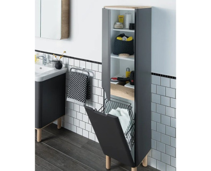 Пенал Sentо, с корзиной для белья, 40 см, цвет матовый антрацит, левосторонний  ( ножки 61069 заказываются отдельно ) Пенал Sentо, с корзиной для белья, 40 см, цвет матовый антрацит, левосторонний  ( ножки 61069 заказываются отдельно )