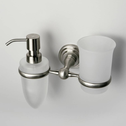 Держатель стакана и дозатора Ammer, 20х18,4х11 см, хром и белый, K-7089