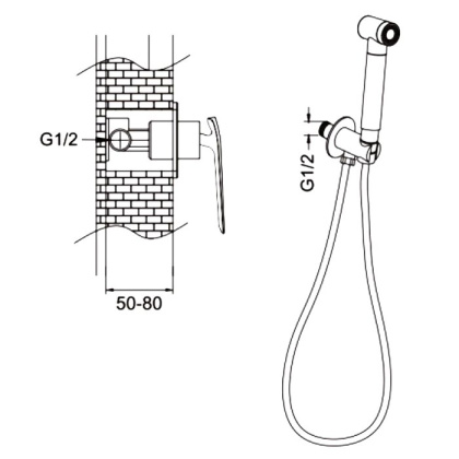 Гигиенический душ со смесителем Rose R1305H, черный Гигиенический душ со смесителем Rose R1305H, черный