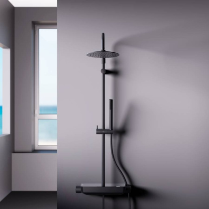 936780300 Scandinavian Pure душевая система с душевым смесителем-полкой, чёрный