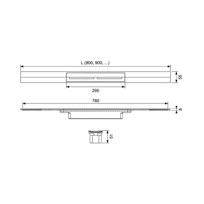 Профиль для душа TECEdrainprofile 120 см, глянец