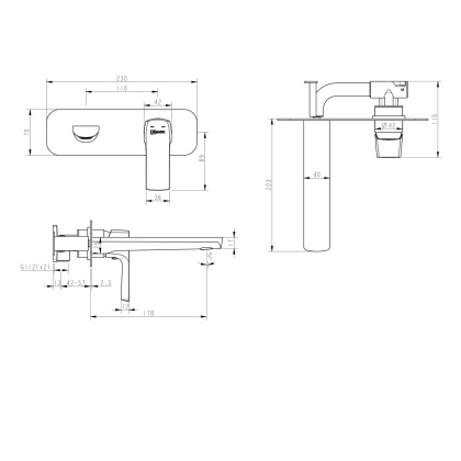 Смеситель Lemark Ursus LM7226BL для раковины, встраиваемый Смеситель Lemark Ursus LM7226BL для раковины, встраиваемый