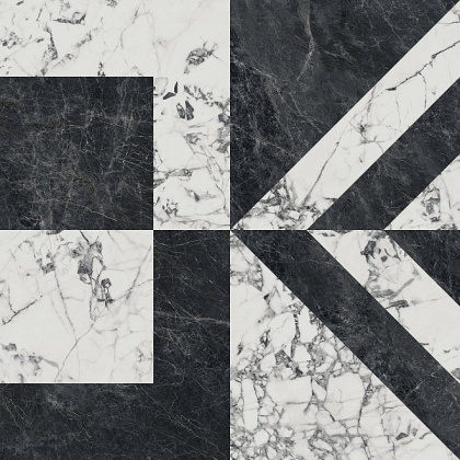 Керамогранит SG013302R Бьянко Неро белый черный лаппатированный 119.5*119.5*11 (2шт\2.856м2), м2