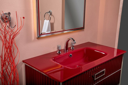 Тумба MONACO 80см h84см бордо глянец + хром под раковину моноблок 866-080-RCR Boheme